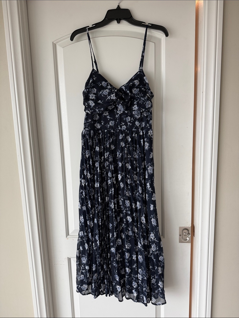 Navy Floral Spaghetti-Strap Maxi Dress